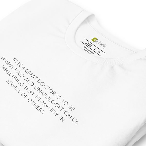 "To be a Great Doctor" Unisex t-shirt, white